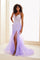 Prom Dresses Long Slit Mermaid Formal Glitter Evening Prom Dress Lilac