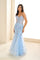 Prom Dresses Floral Sequin Long Formal Glitter Prom Dress Light Blue/Multi