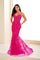 Prom Dresses Glitter Lace Long Mermaid Prom Formal Evening Dress  Magenta
