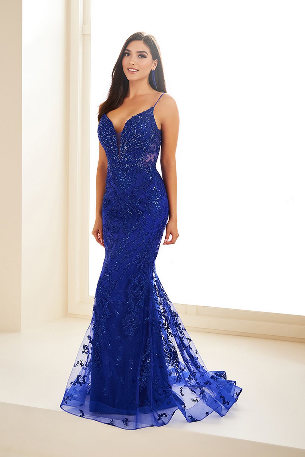 Prom Dresses Glitter Lace Long Mermaid Prom Formal Evening Dress  Royal Blue