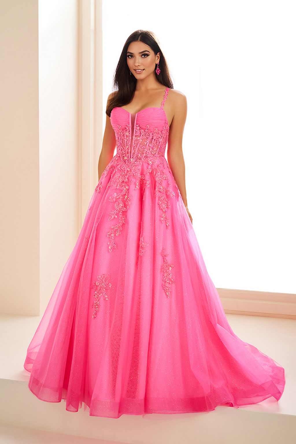 Prom Dresses Sequin Ball Gown Long Formal Evening Prom Dress Barbie Pink