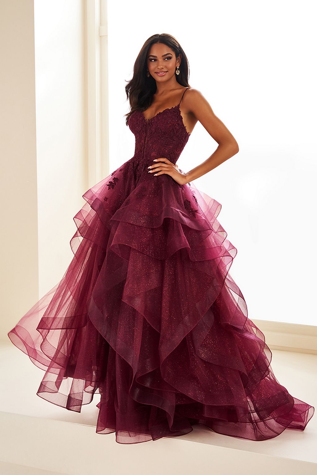 Ellie Wilde EW36203 Long Ball Gown Glitter Lace Formal Prom Dress