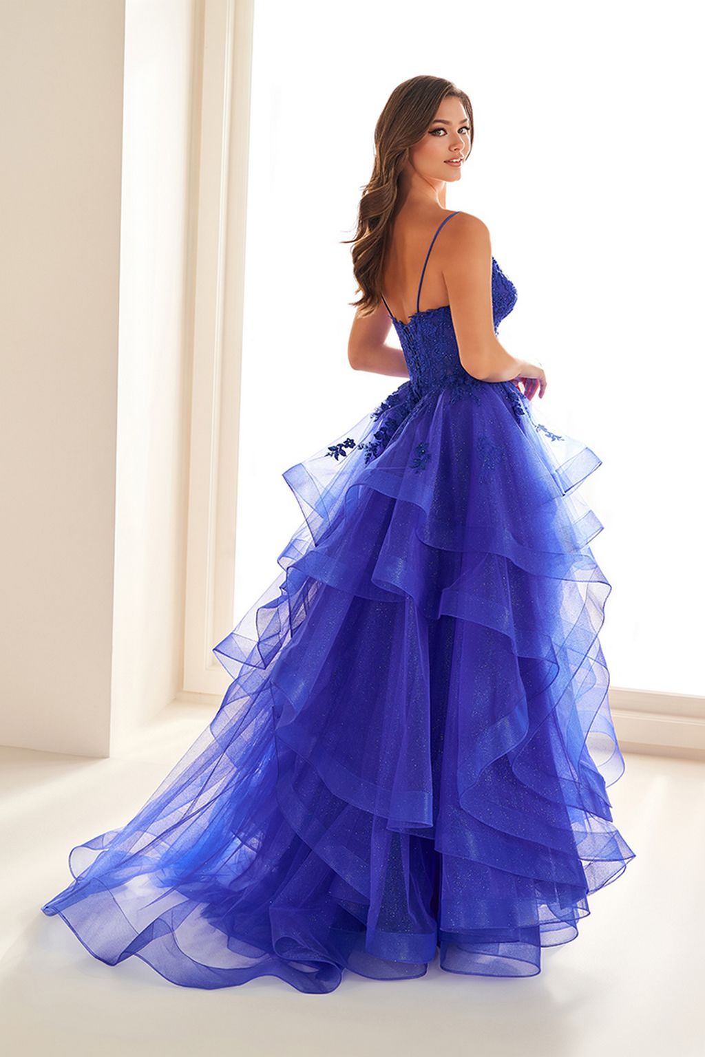Prom Dresses Long Ball Gown Glitter Lace Formal Prom Dress Royal blue