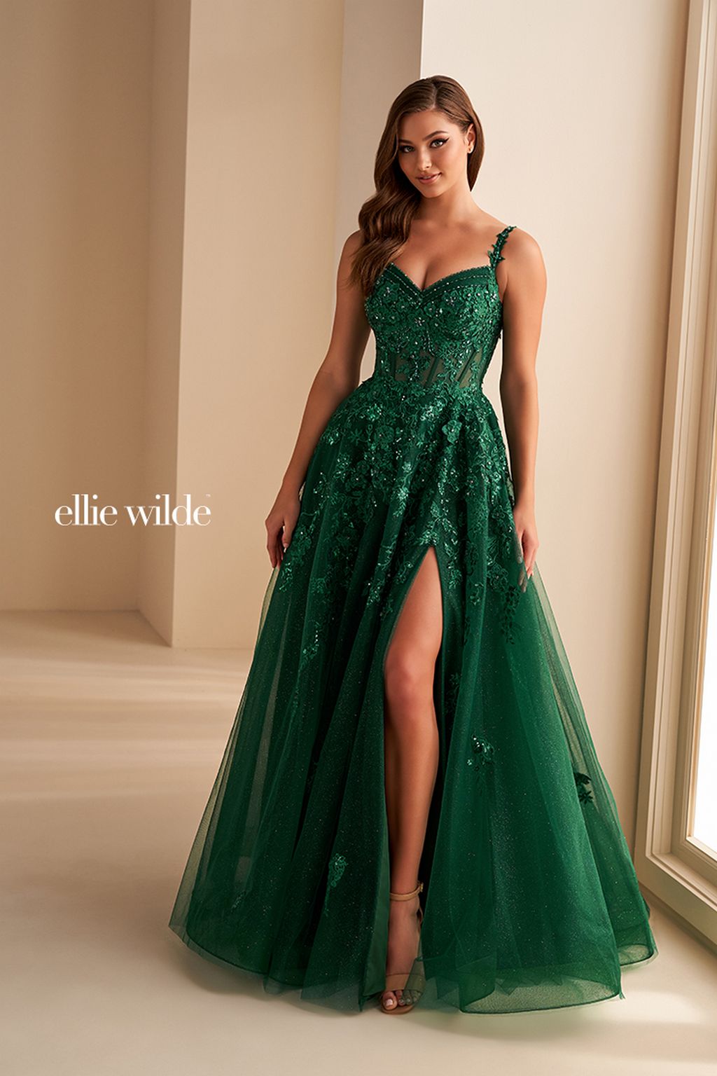 Ellie Wilde EW36204 A Line Long Slit Formal Prom Evening Dress