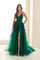Prom Dresses A Line Long Formal Slit Prom Evening Dress Emerald