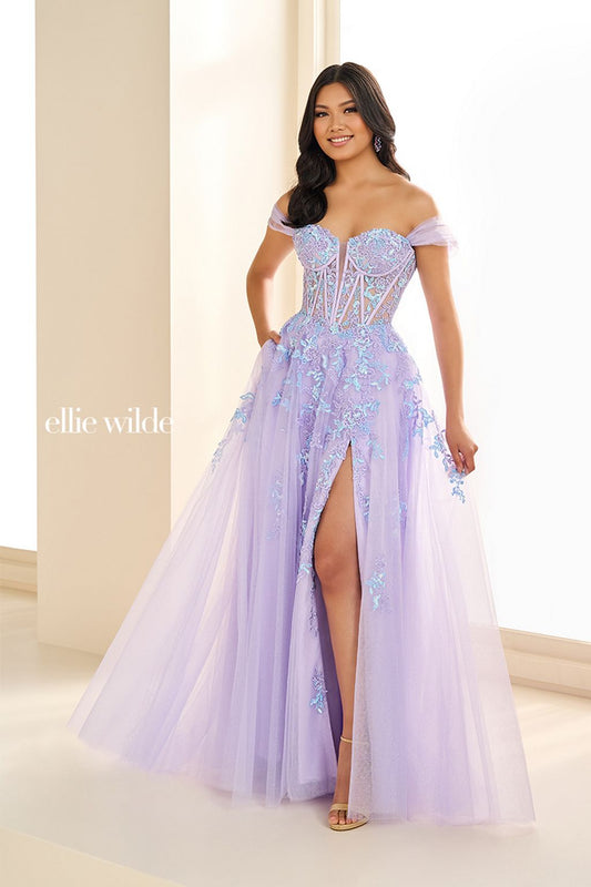 Prom Dresses  Formal Glitter Long Ball Gown Corset Prom Dress Lilac/Light Blue
