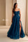 Prom Dresses Long Glitter Stone Accent Formal A Line Prom Dress Teal