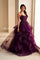 Prom Dresses Long Lace Ball Gown Formal Ruffled Beaded Prom Dress  Dark Plum