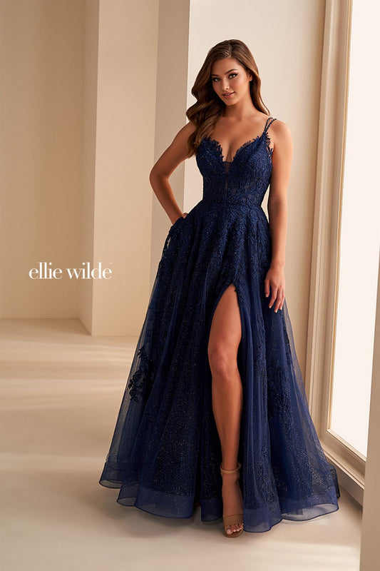 Prom Dresses Long Glitter A Line Formal Prom Dress Navy Blue