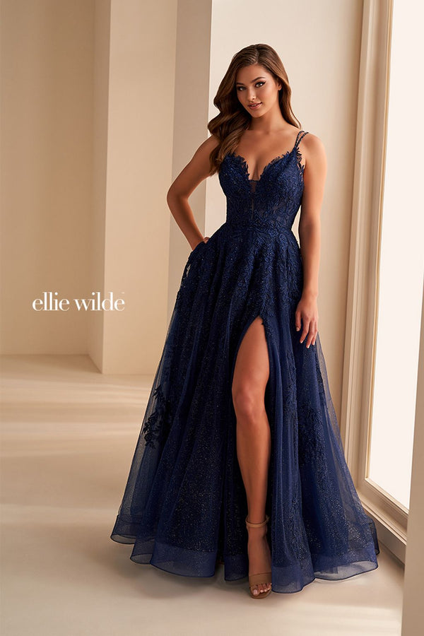 Ellie Wilde EW36226 Long Glitter A Line Formal Prom Dress