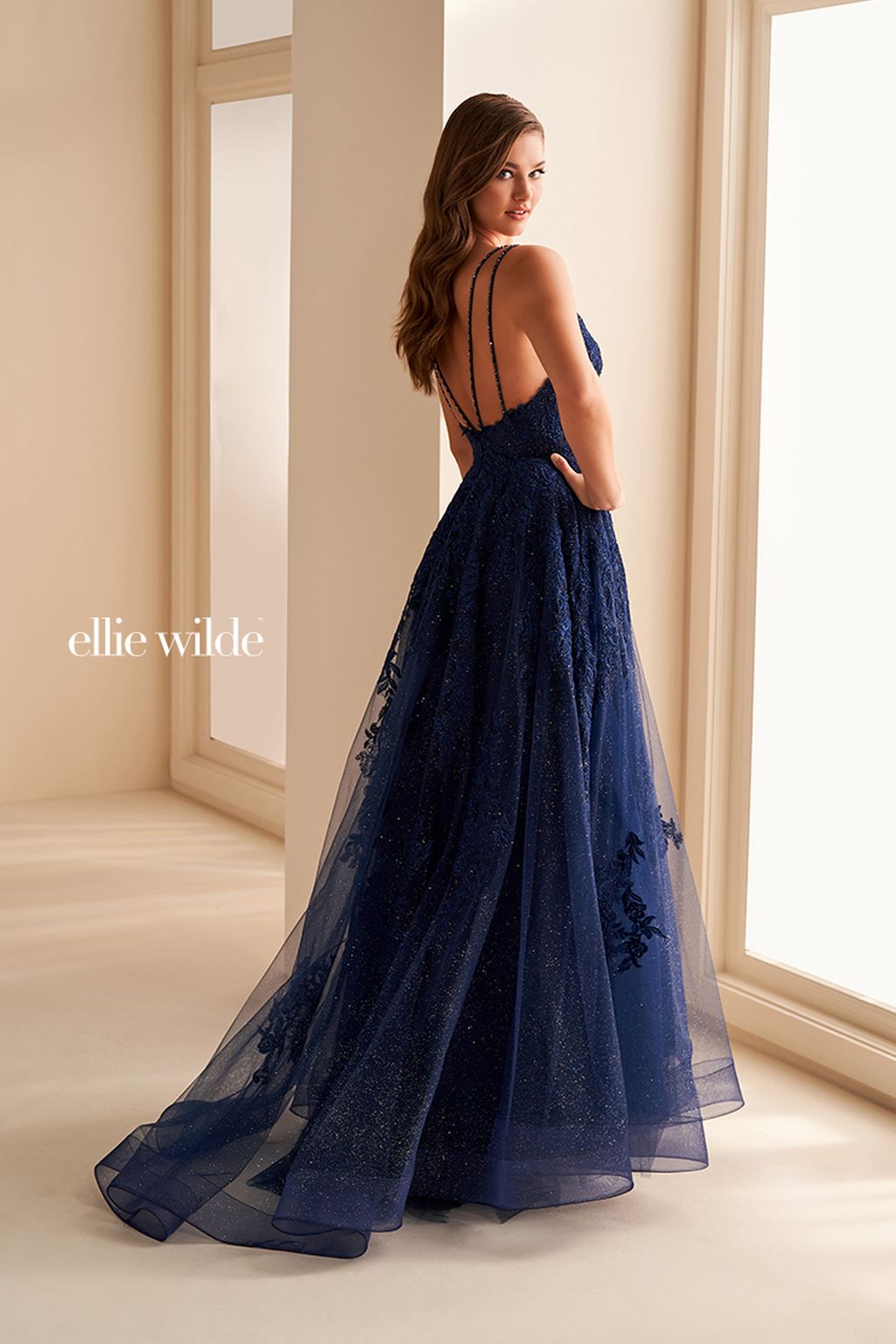 Prom Dresses Long Glitter A Line Formal Prom Dress Navy Blue