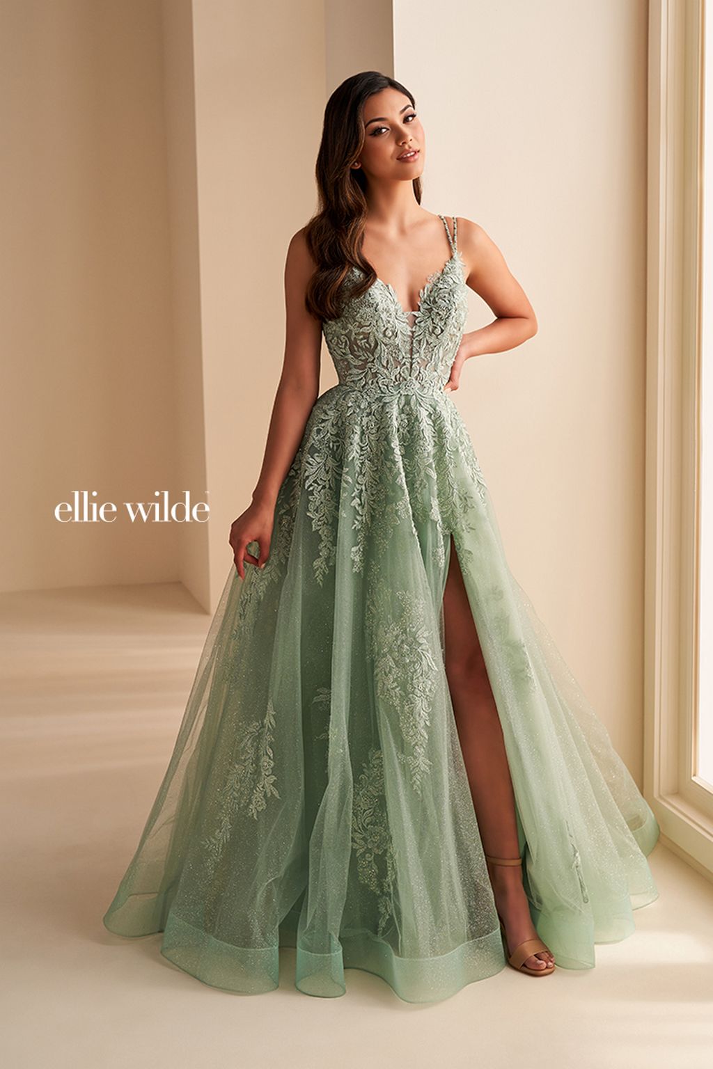 Prom Dresses Long Glitter A Line Formal Prom Dress Sage