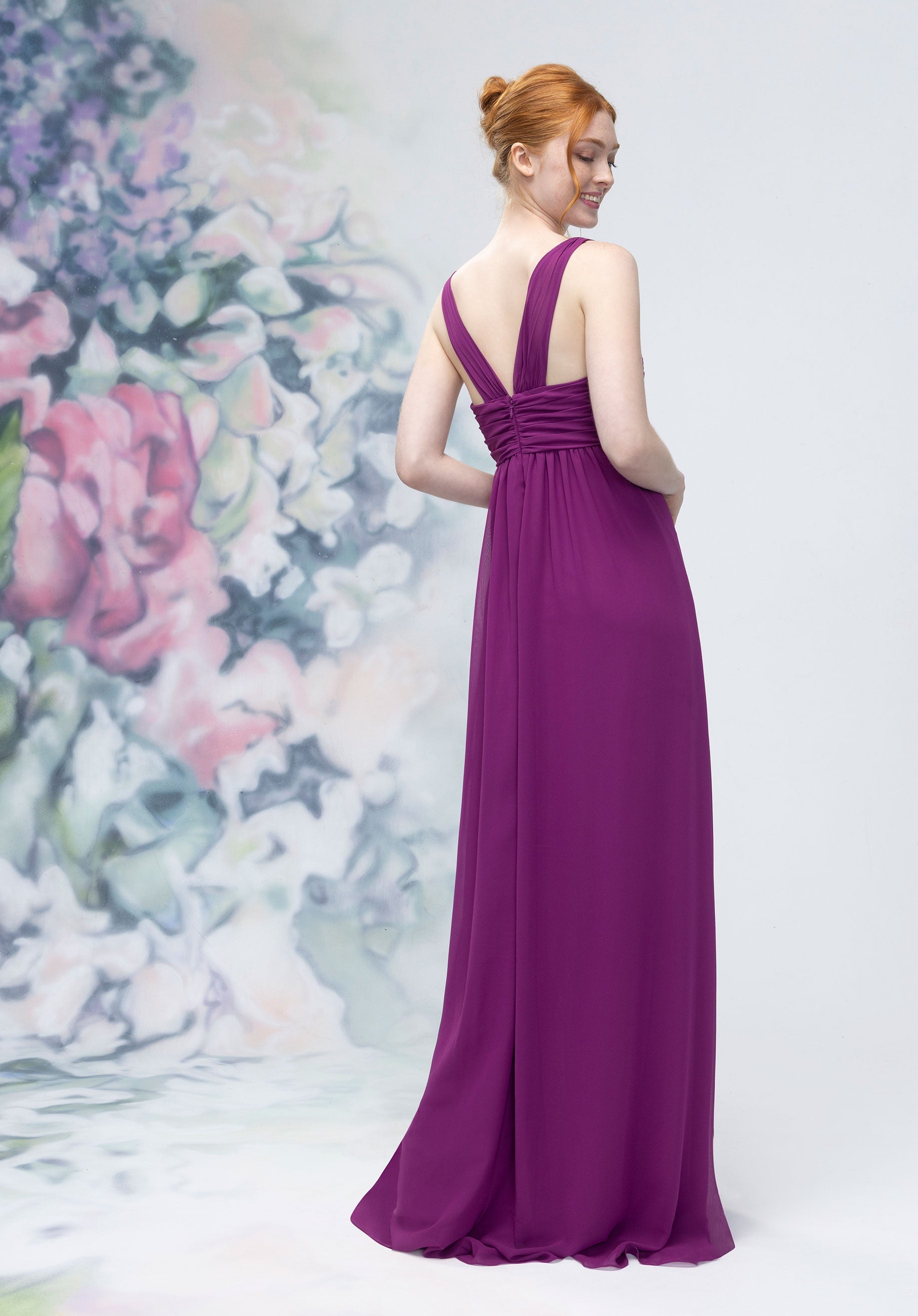 Formal Dresses Long Formal Slit A Line Dress Eggplant-Chiffon-3030009-Pleated