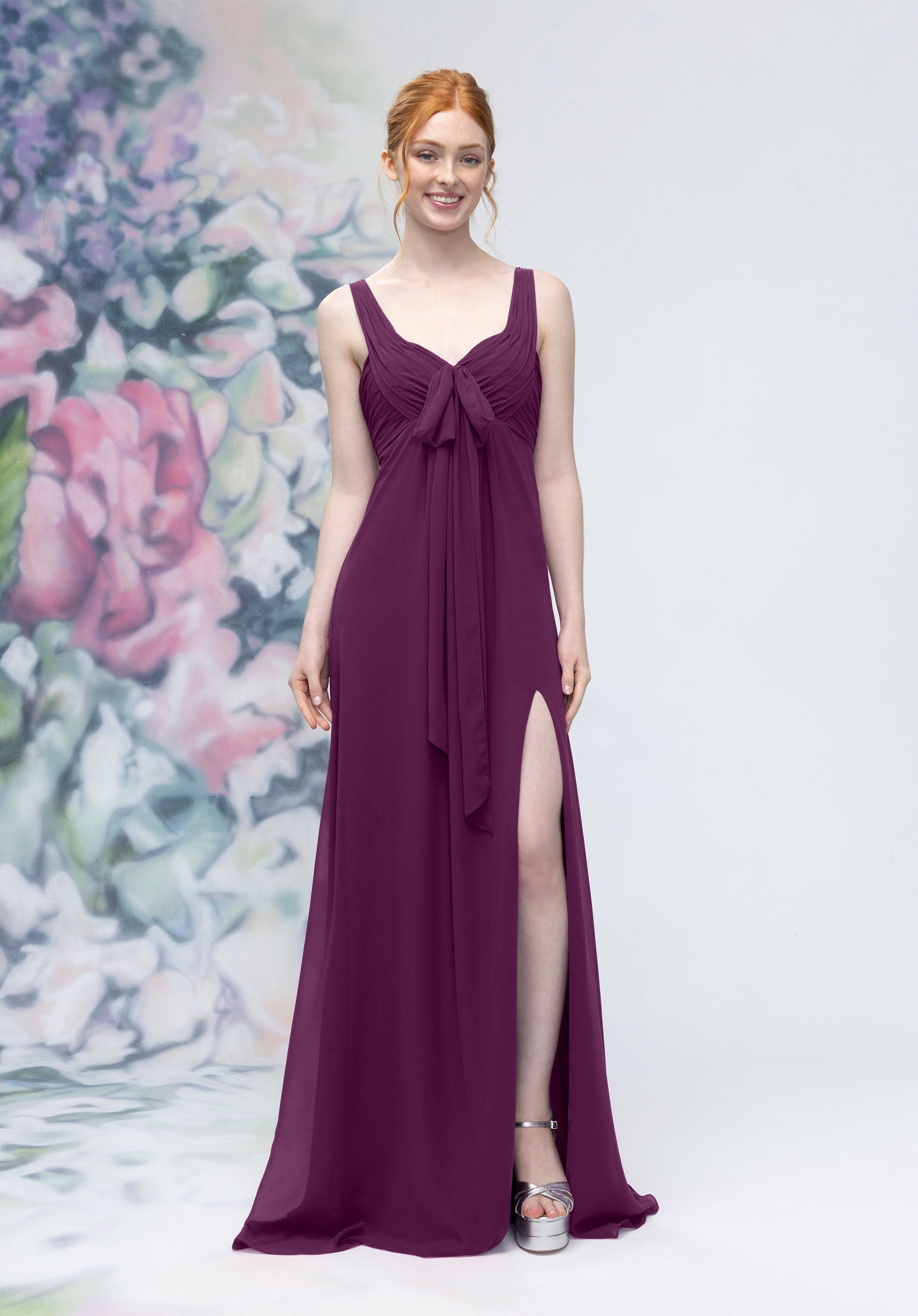 Formal Dresses Long Formal Slit A Line Dress Eggplant-Chiffon-3030009-Pleated