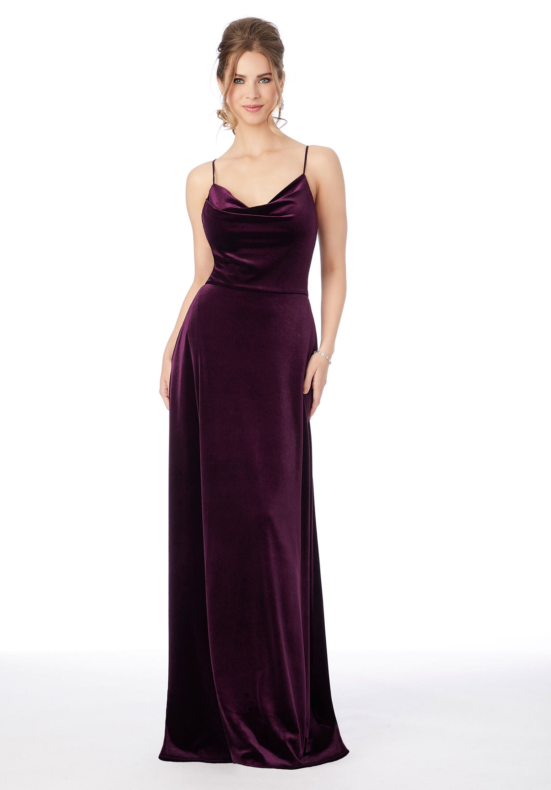 Formal Dresses A Line Velvet Long Formal Dress Eggplant-Velvet-21685-Cowl