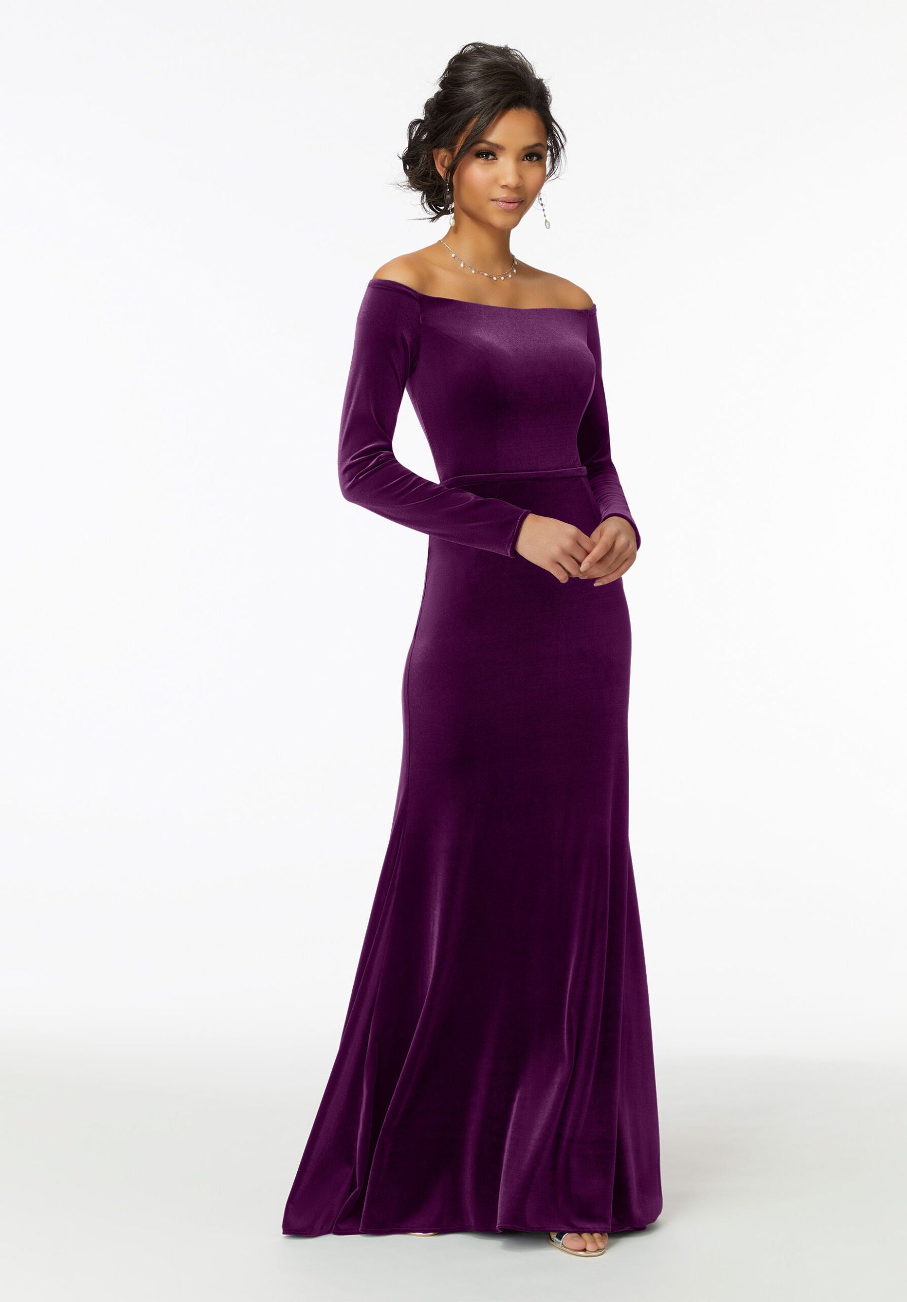 Formal Dresses Long Formal Velvet Evening Dress Eggplant-Velvet-21724-Fitted