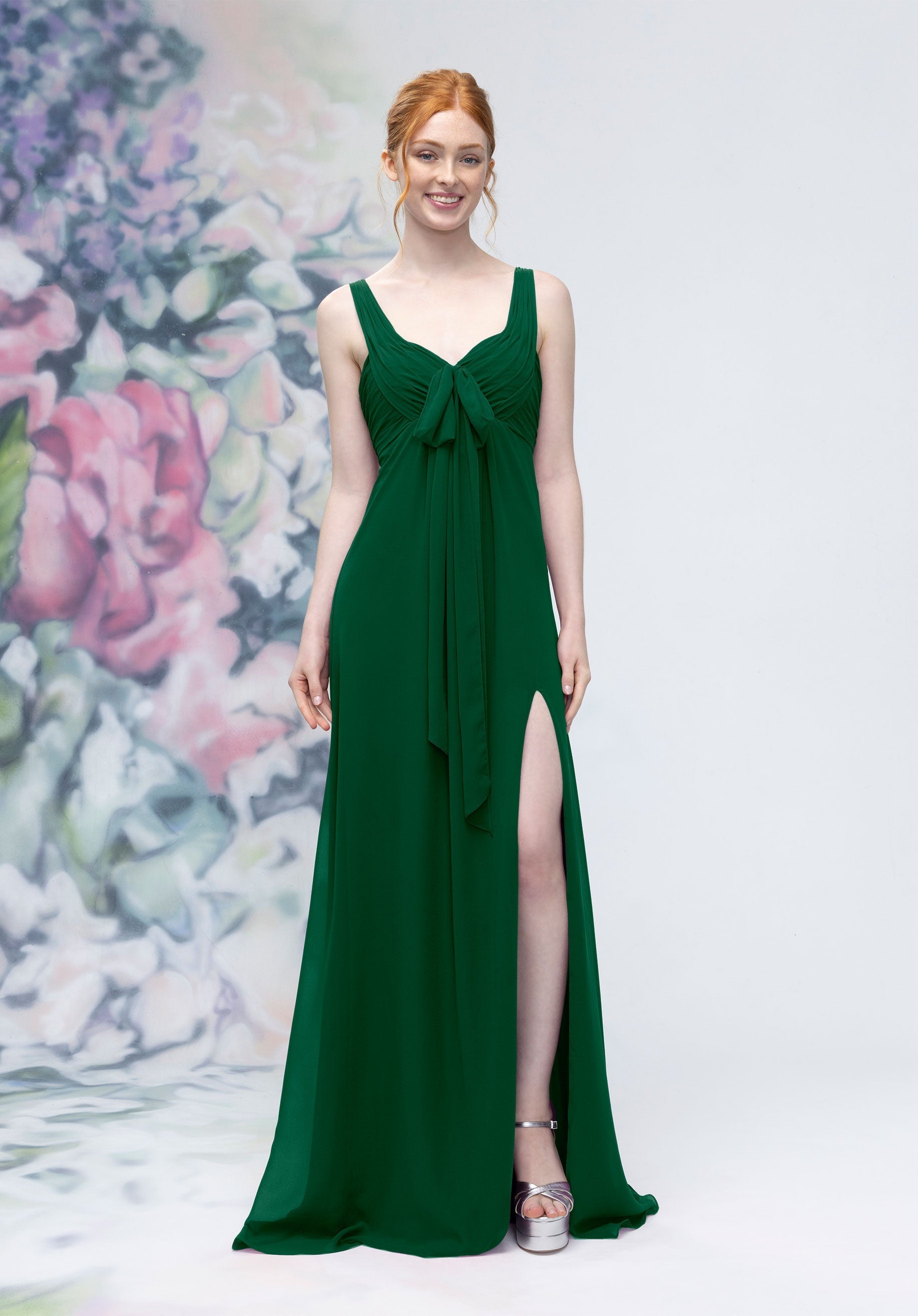 Formal Dresses Long Formal Slit A Line Dress Emerald-Chiffon-3030009-Pleated