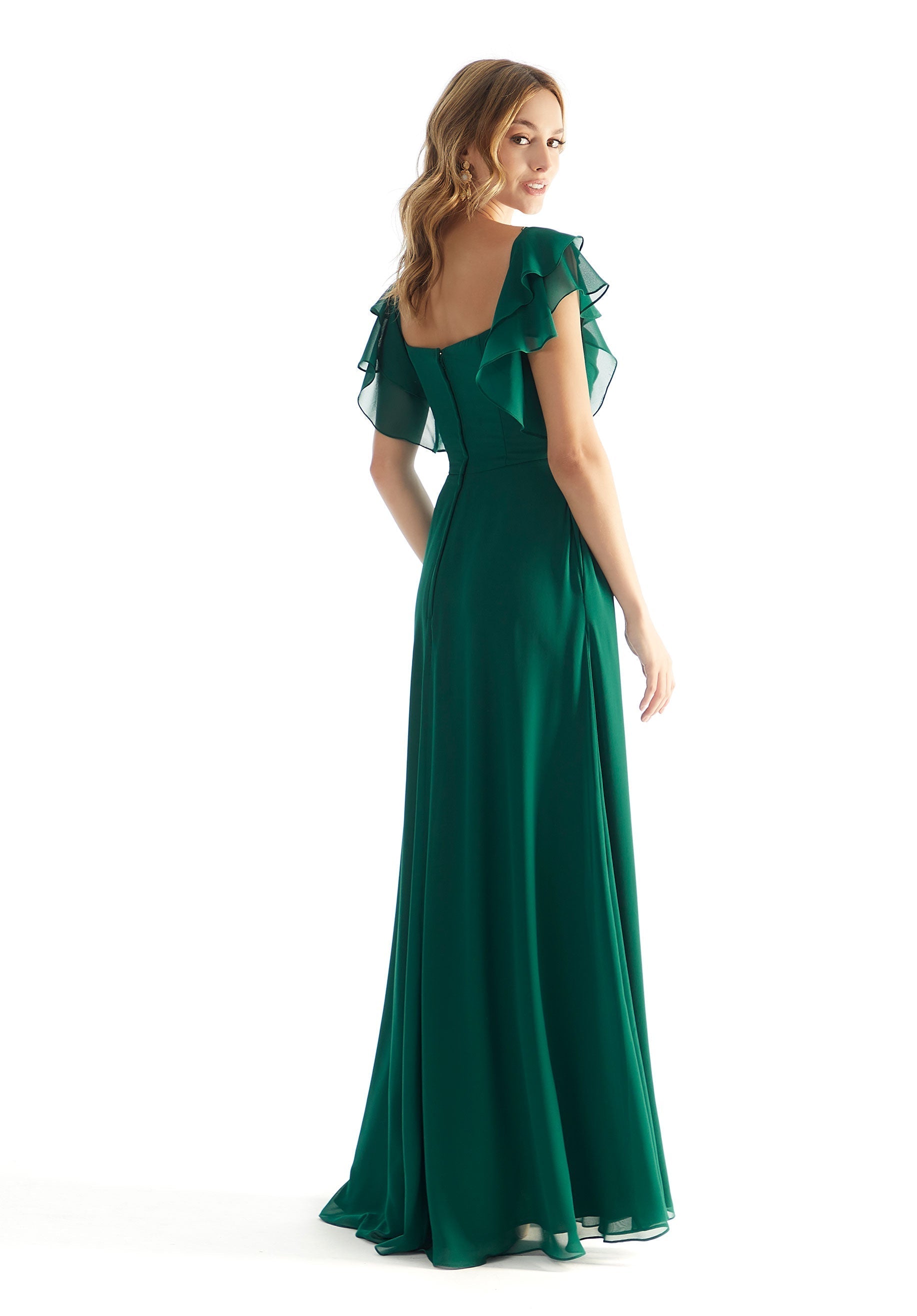 Formal Dresses Formal A Line Ruffle Long Dress Emerald-Chiffon-31227-Ruffle