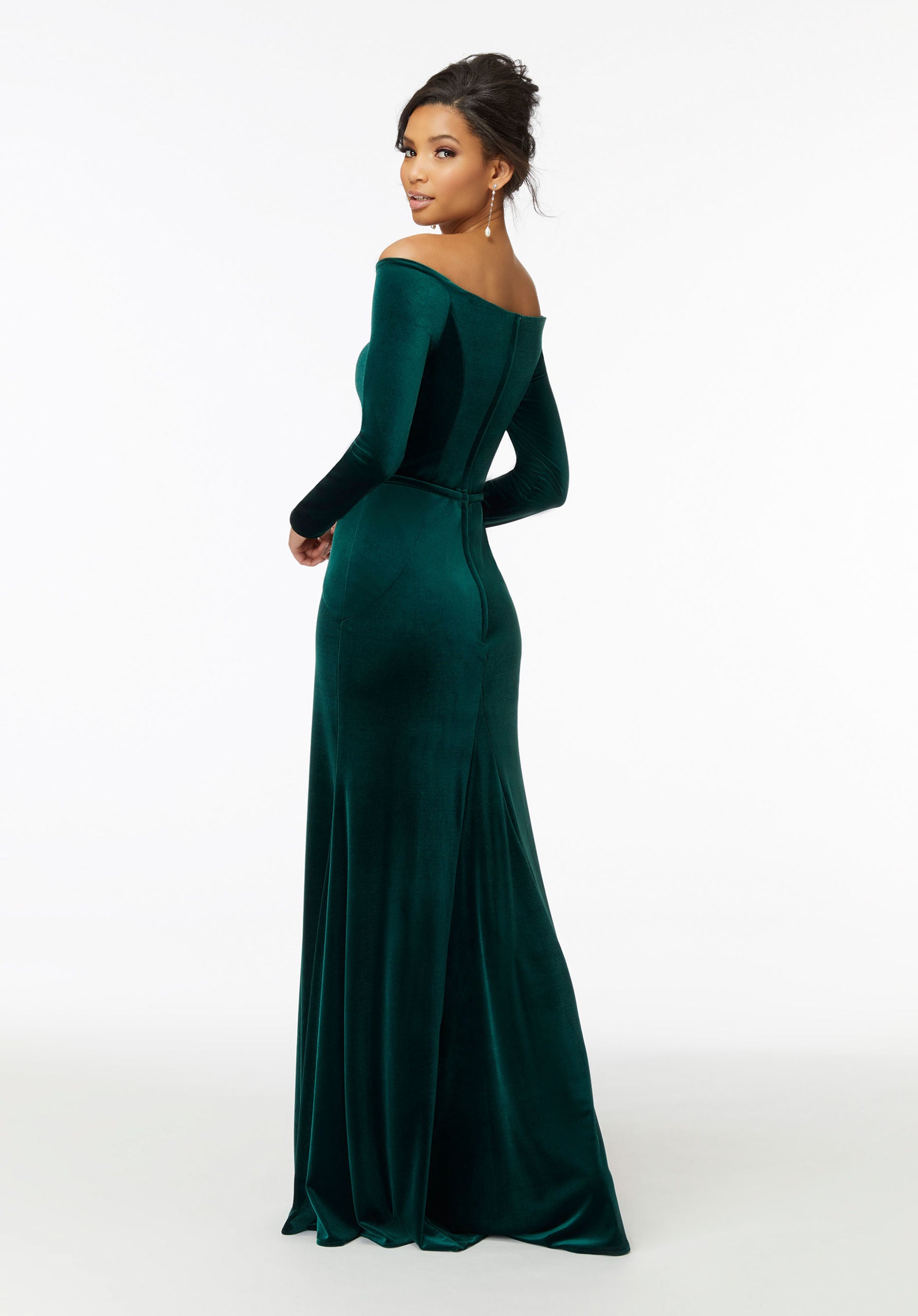 Formal Dresses Long Formal Velvet Evening Dress Emerald-Velvet-21724-Fitted