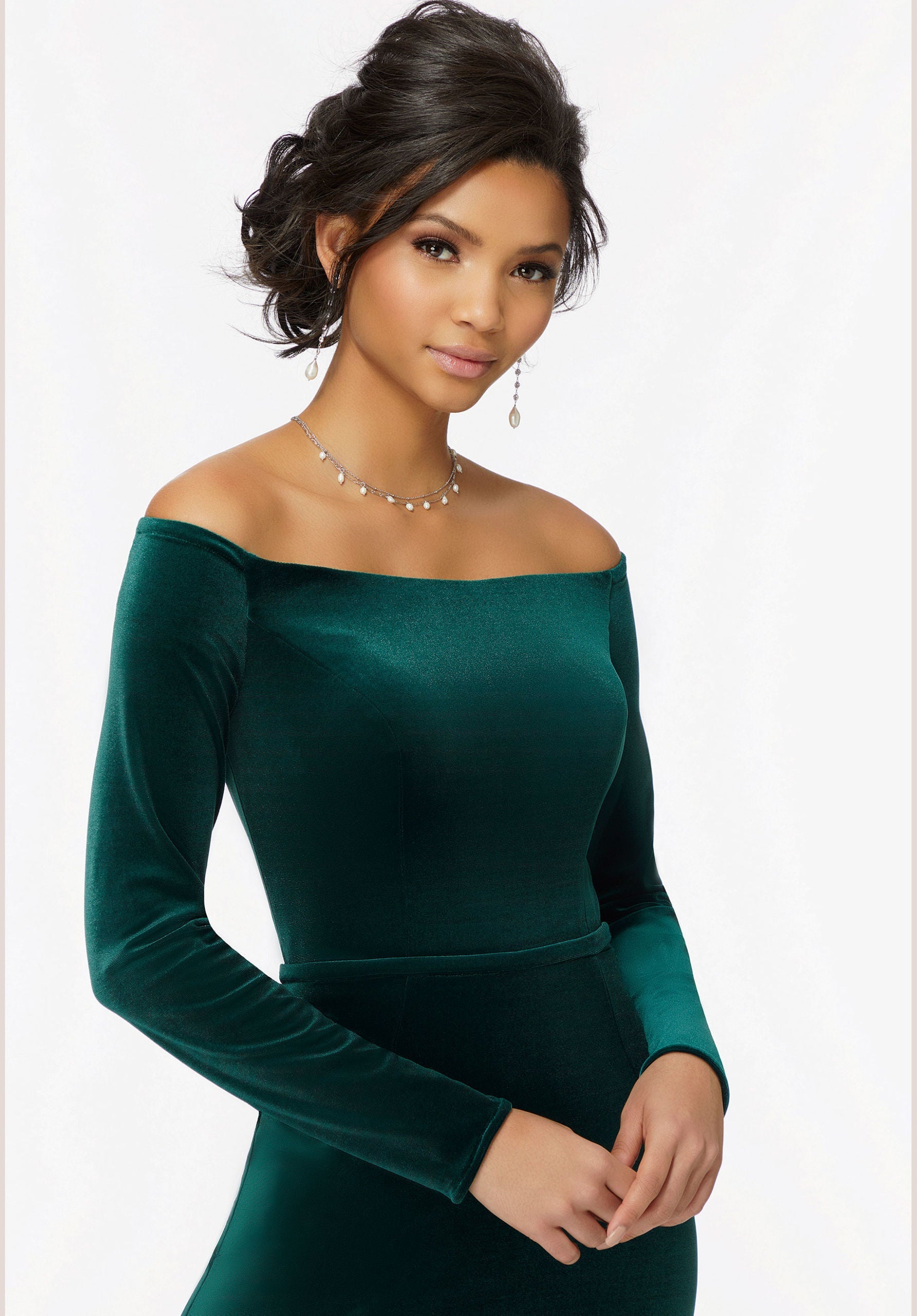 Formal Dresses Long Formal Velvet Evening Dress Emerald-Velvet-21724-Fitted