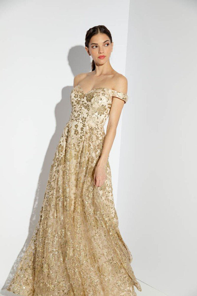 Prom Dresses Long Sequin Prom Formal A Line Dress Eureka Fashion 9766 Champagne/Gold