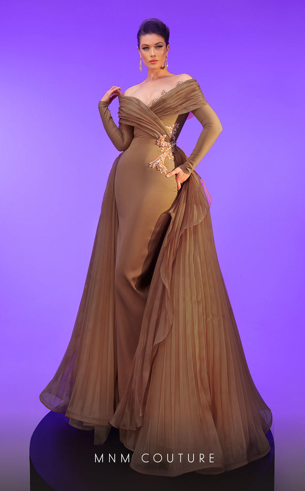 Off-the-Shoulder Floor-Length Tulle Formal Mermaid MNM Couture F02800