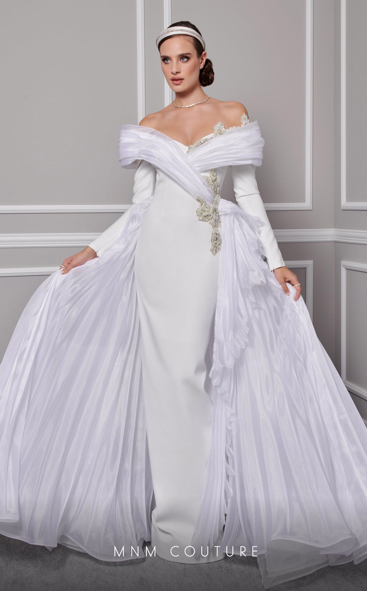 Off-the-Shoulder Floor-Length Tulle Formal Mermaid MNM Couture F02800