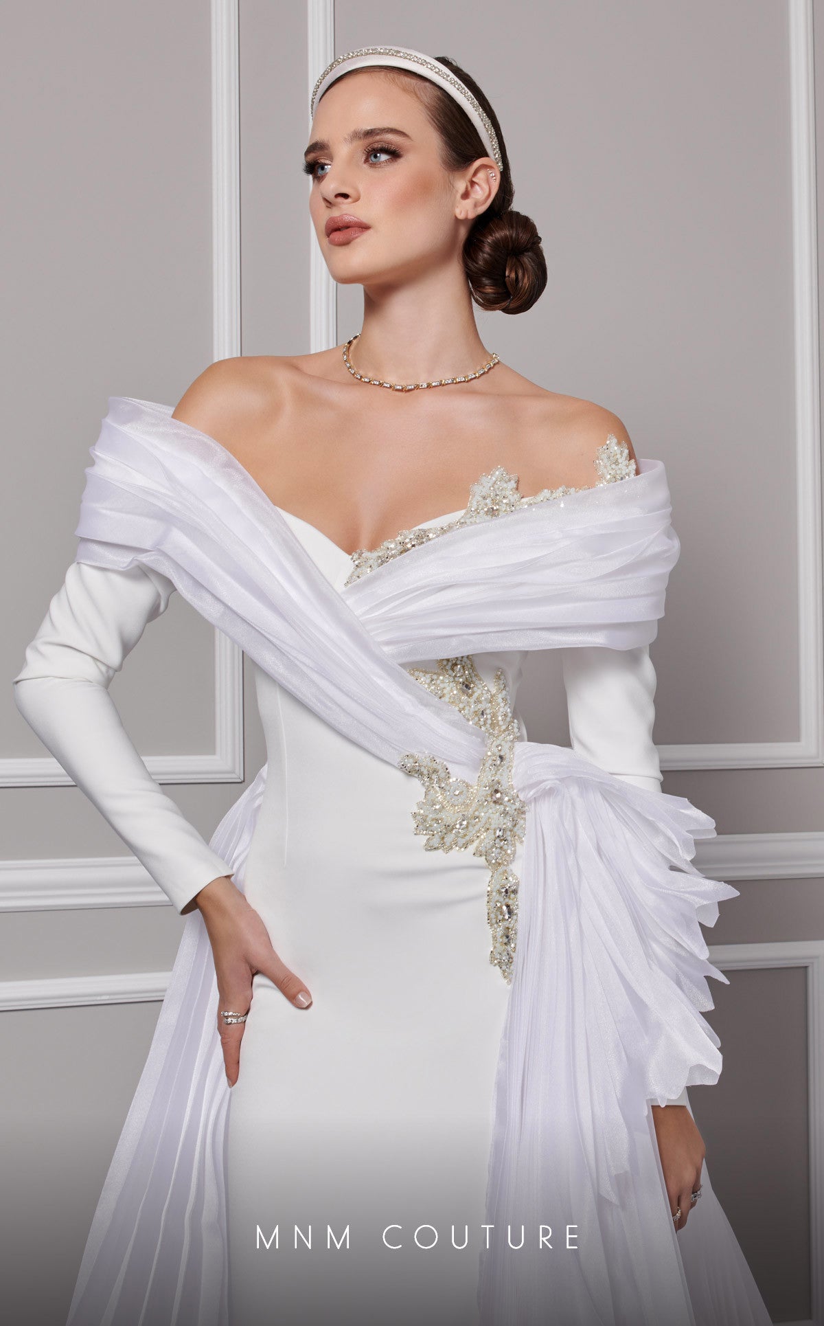 Off-the-Shoulder Floor-Length Tulle Formal Mermaid MNM Couture F02800
