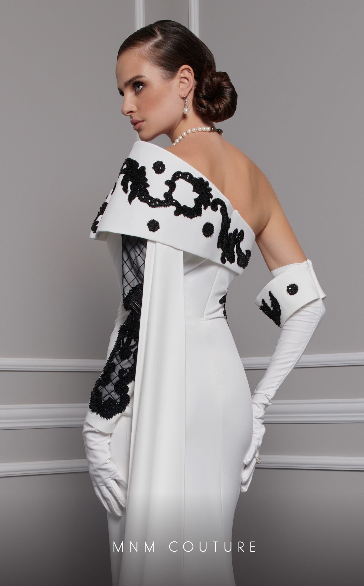 One-Shoulder Floor-Length Satin Formal Sheath MNM Couture F02803
