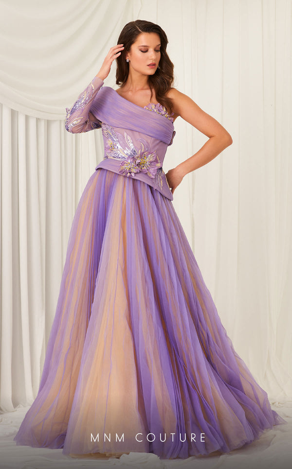 MNM Couture F02807 Ball Gown Long Formal Pleated Evening Dress