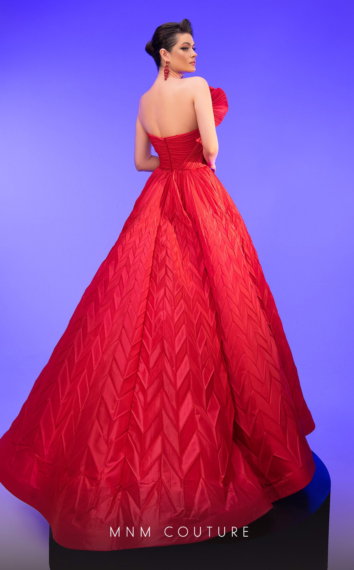 Strapless Curved Neck Floor-Length Satin Formal Ball Gown MNM Couture F02815