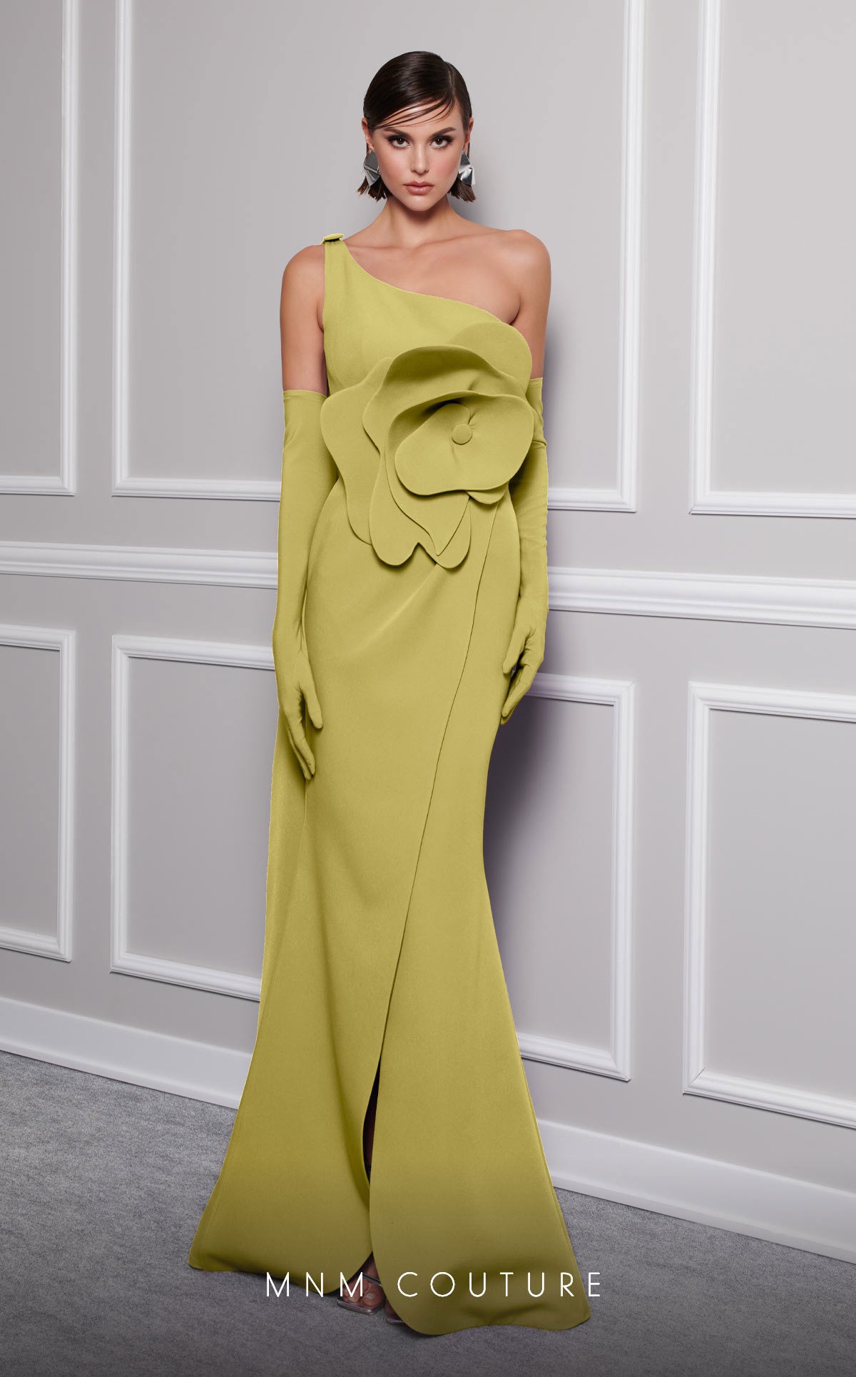 MNM Couture F02826 Formal Long Mermaid Oversized Rosette Evening Dress