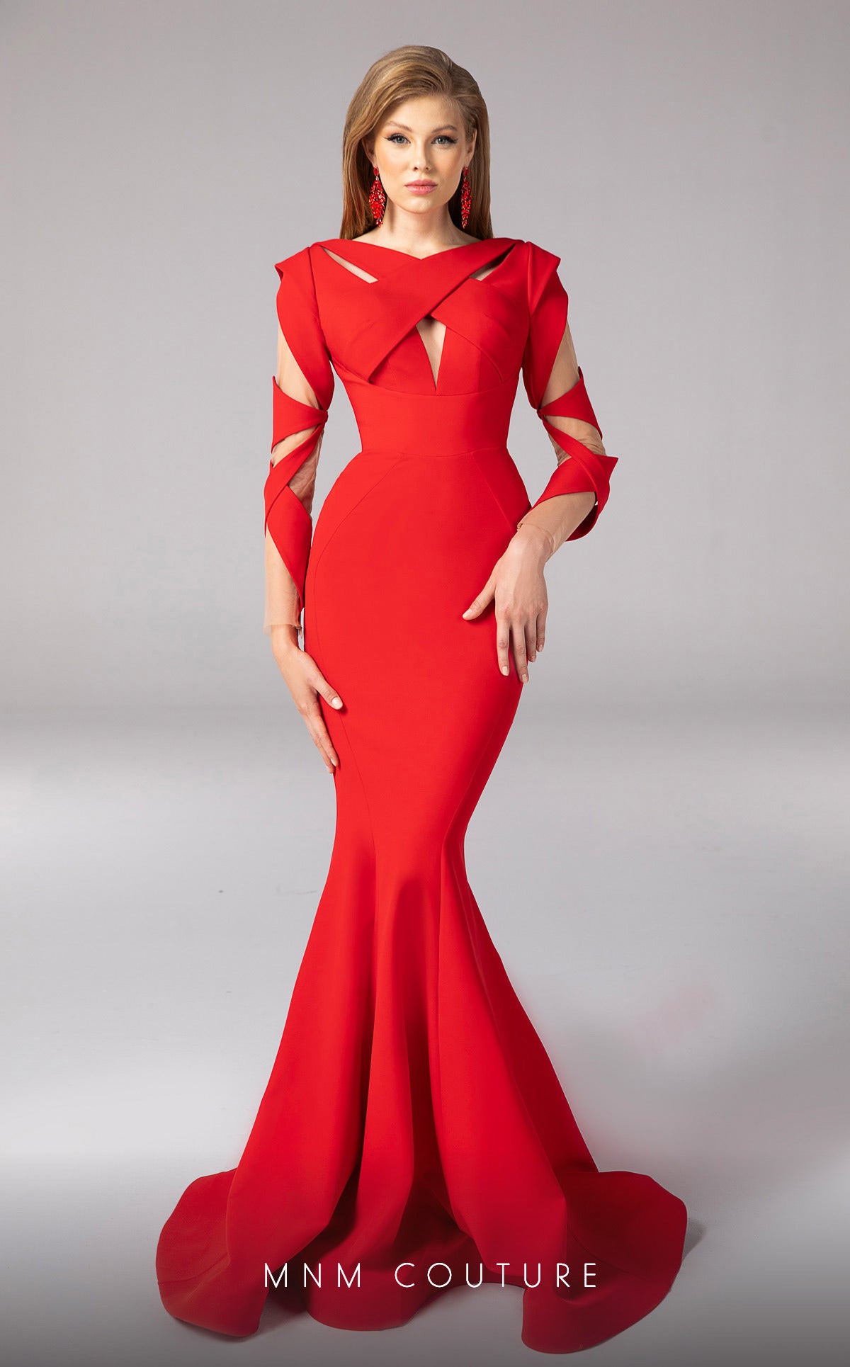 Prom Dresses Mermaid Long Formal Prom Dress MNM Couture F02829 Red