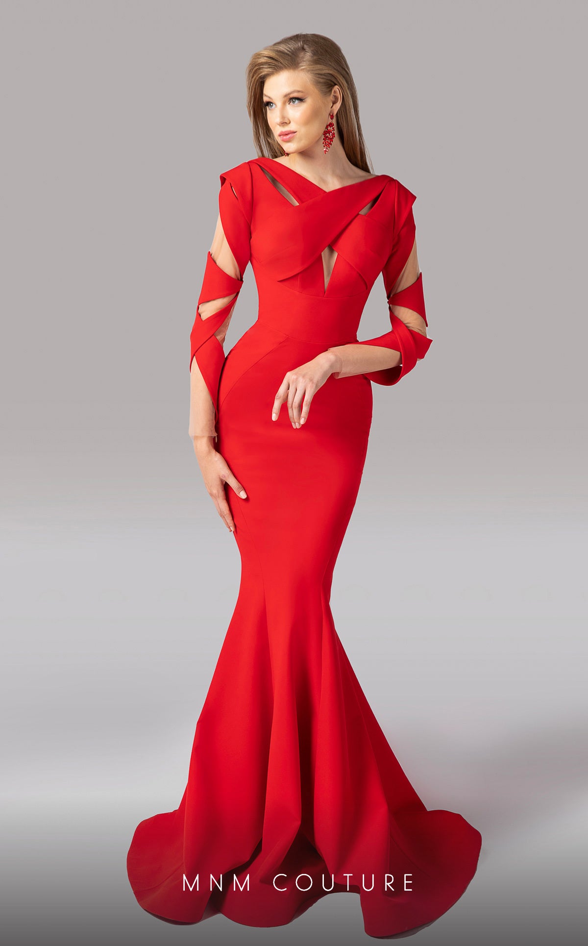 Prom Dresses Mermaid Long Formal Prom Dress MNM Couture F02829 Red