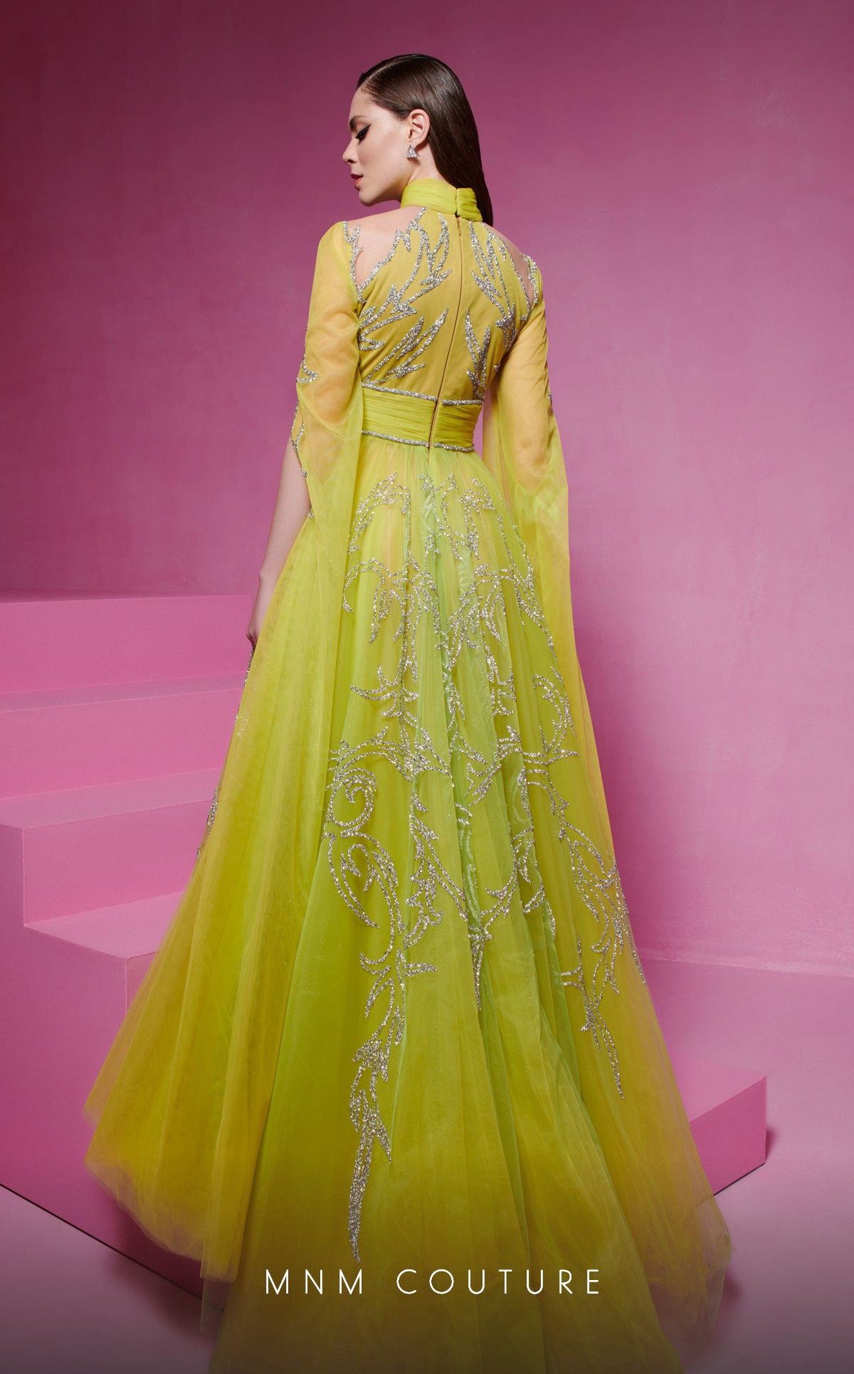 MNM Couture F02844 Pleated A line Long Formal Evening Dress