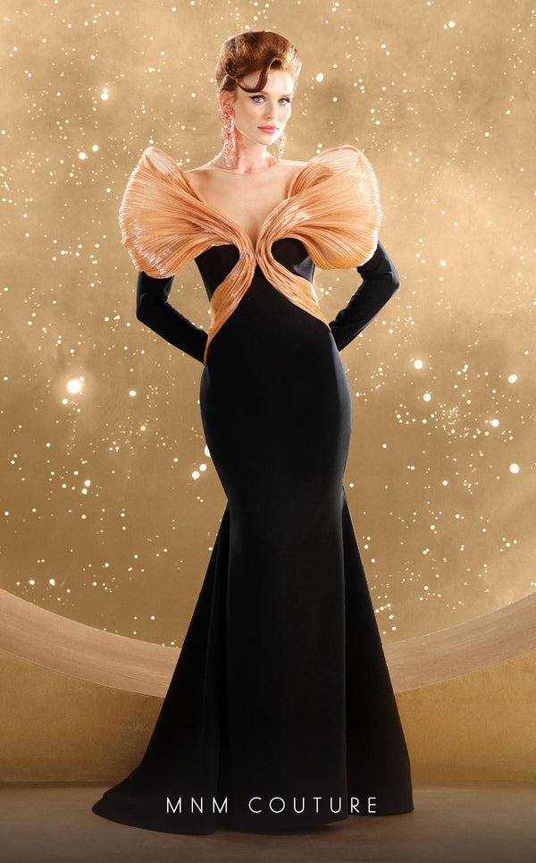 Long Mermaid Formal Long Sleeve Evening Prom Dress MNM Couture F02849