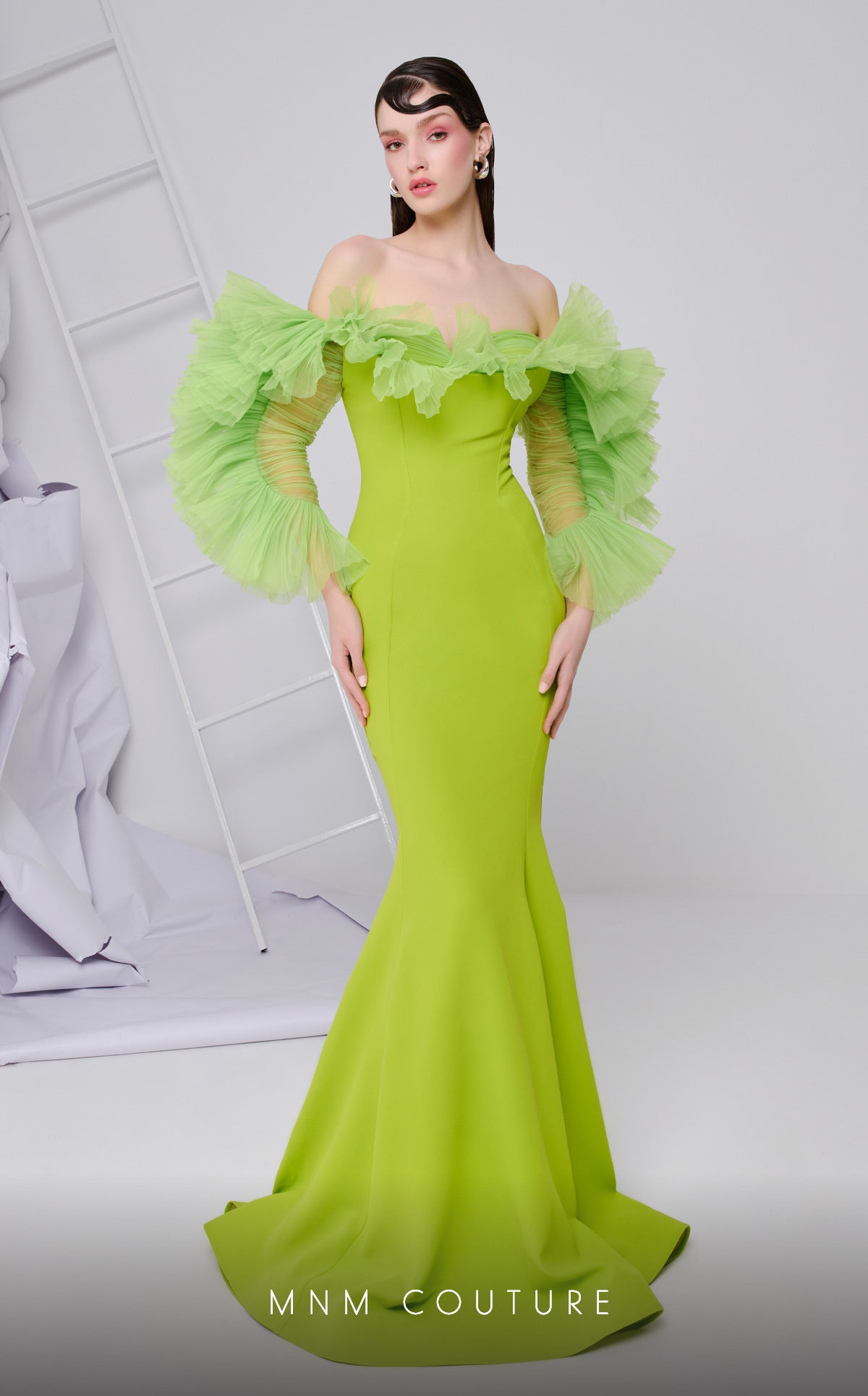 Formal Dresses Long Ruffle Mermaid Evening Formal Dress Olive