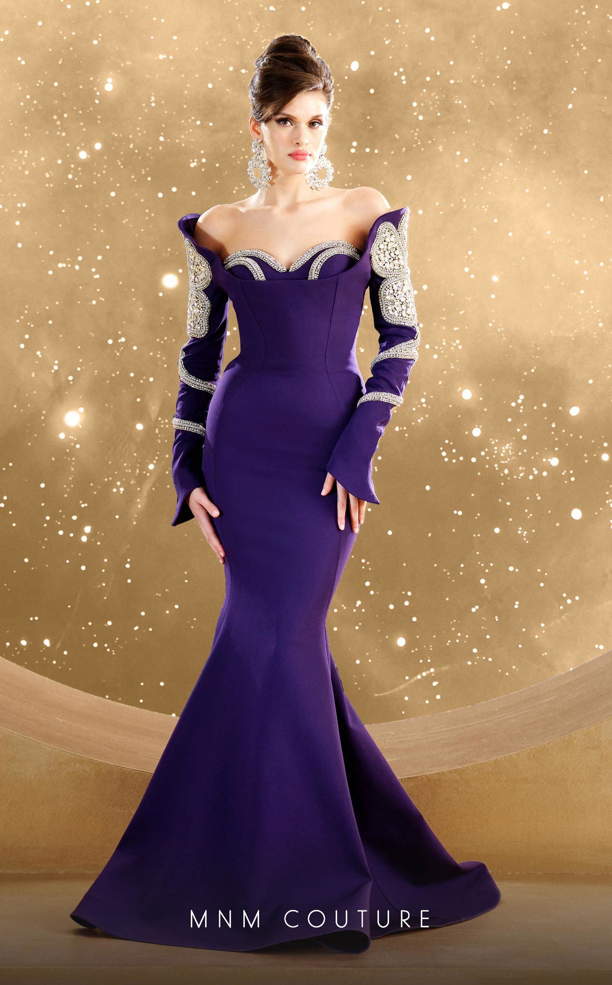 MNM Couture F02858 Mermaid Long Formal Beaded Evening Dress