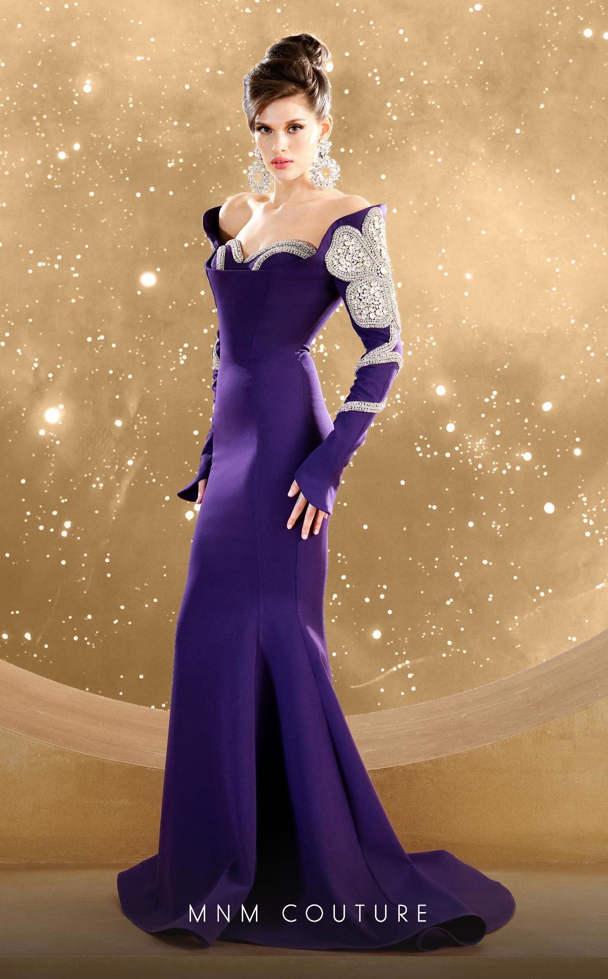 MNM Couture F02858 Mermaid Long Formal Beaded Evening Dress