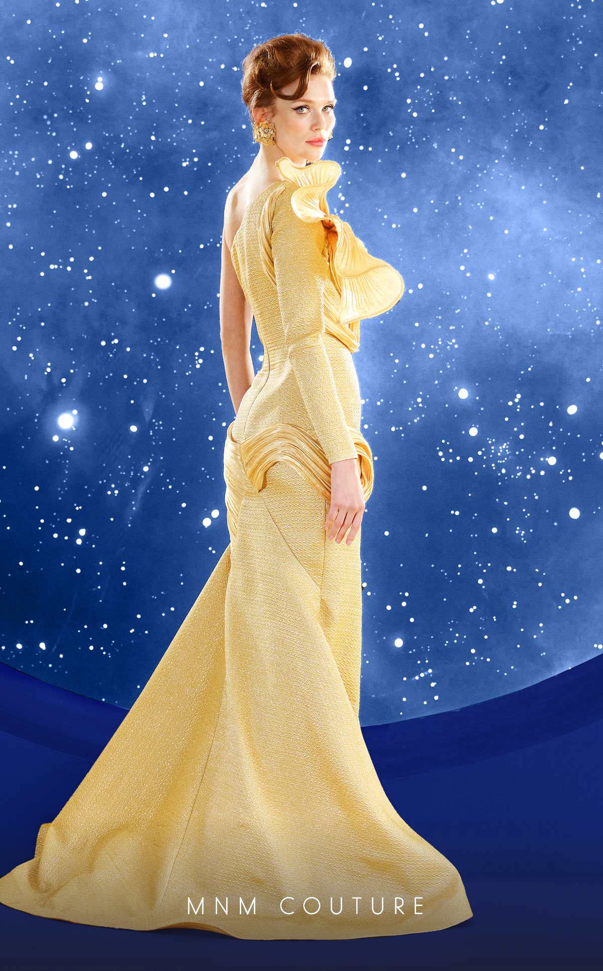 One-Shoulder Floor-Length Mikado Formal Mermaid MNM Couture F02863