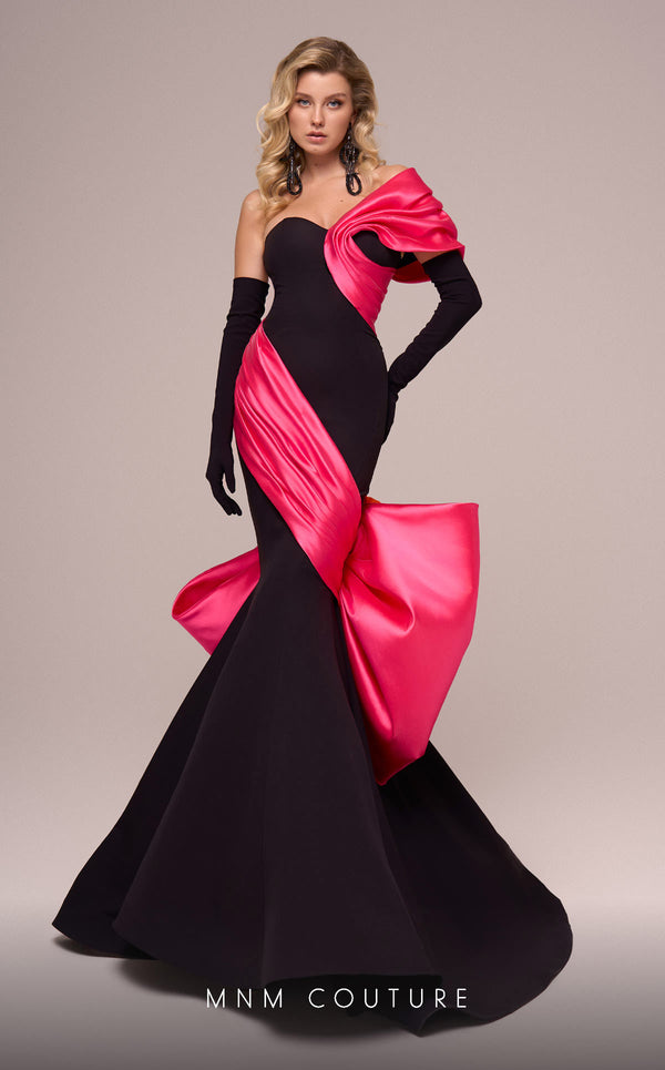 One-Shoulder Floor-Length Satin Formal Mermaid MNM Couture F02883