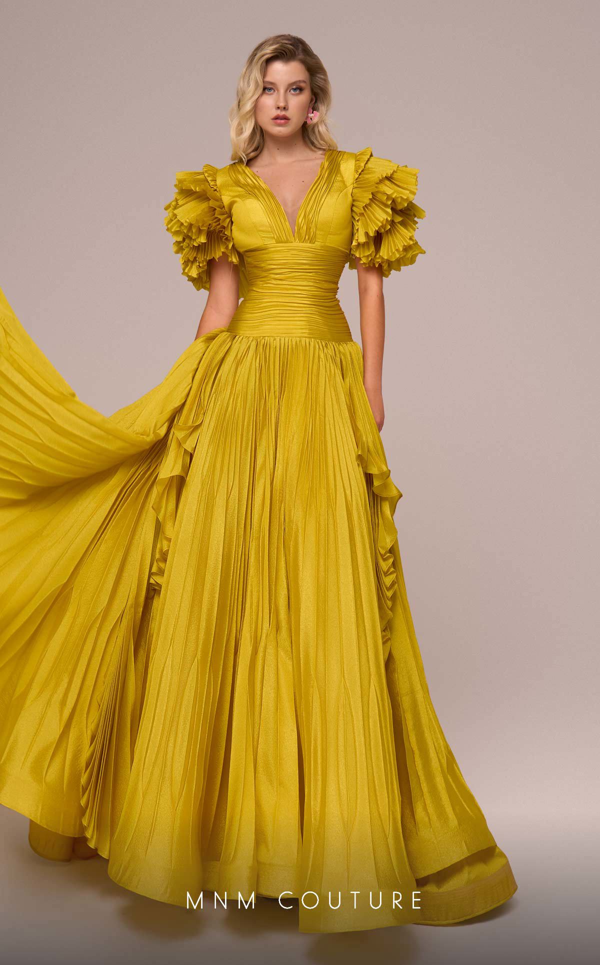 Mother of the Bride Dresses Ruffle A Line Pleated Mother of the Bride Dress Mustard