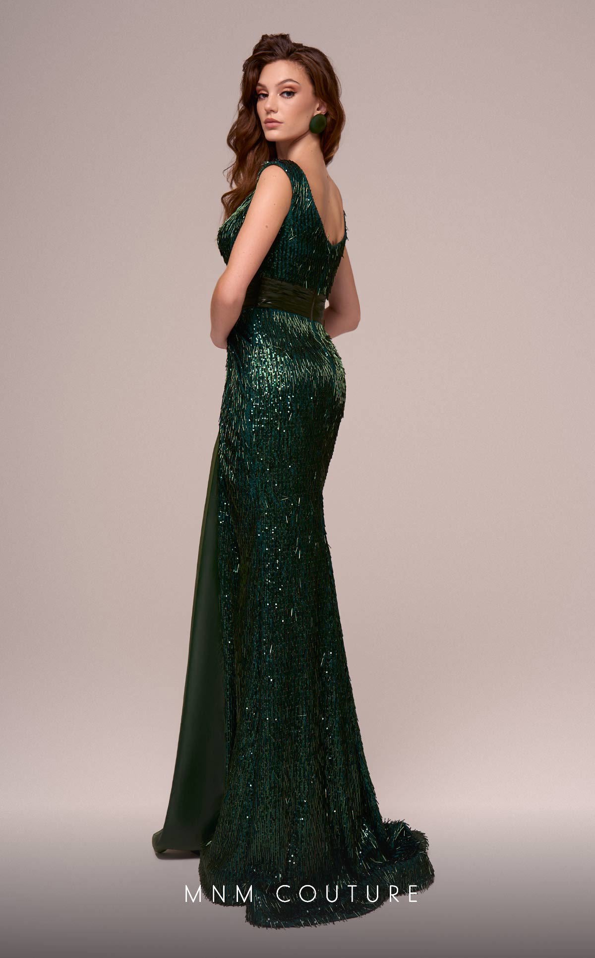 Formal Dresses Beaded Long Formal Cape Mother of the Bride Dress MNM Couture F02889 Green