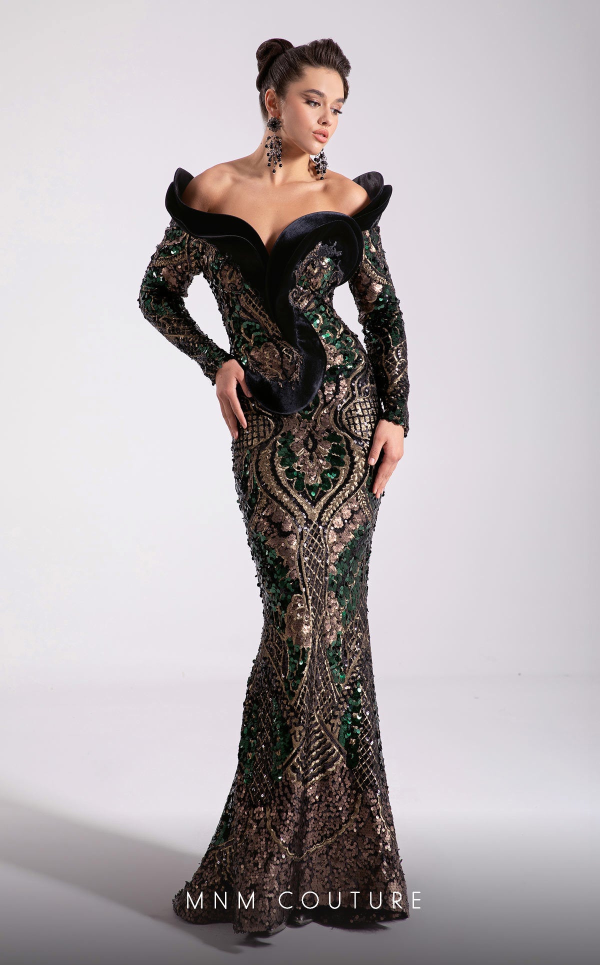 Prom Dresses Long Sequin Formal Prom Evening Dress MNM Couture F02896 Black