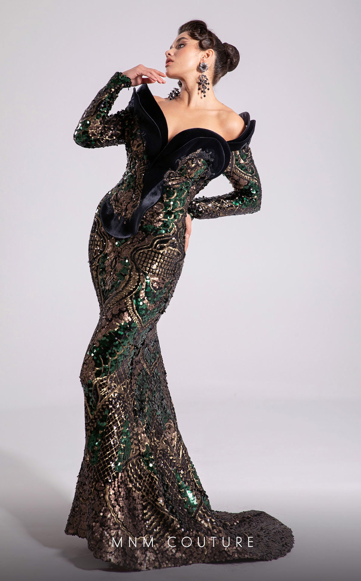 Prom Dresses Long Sequin Formal Prom Evening Dress MNM Couture F02896 Black