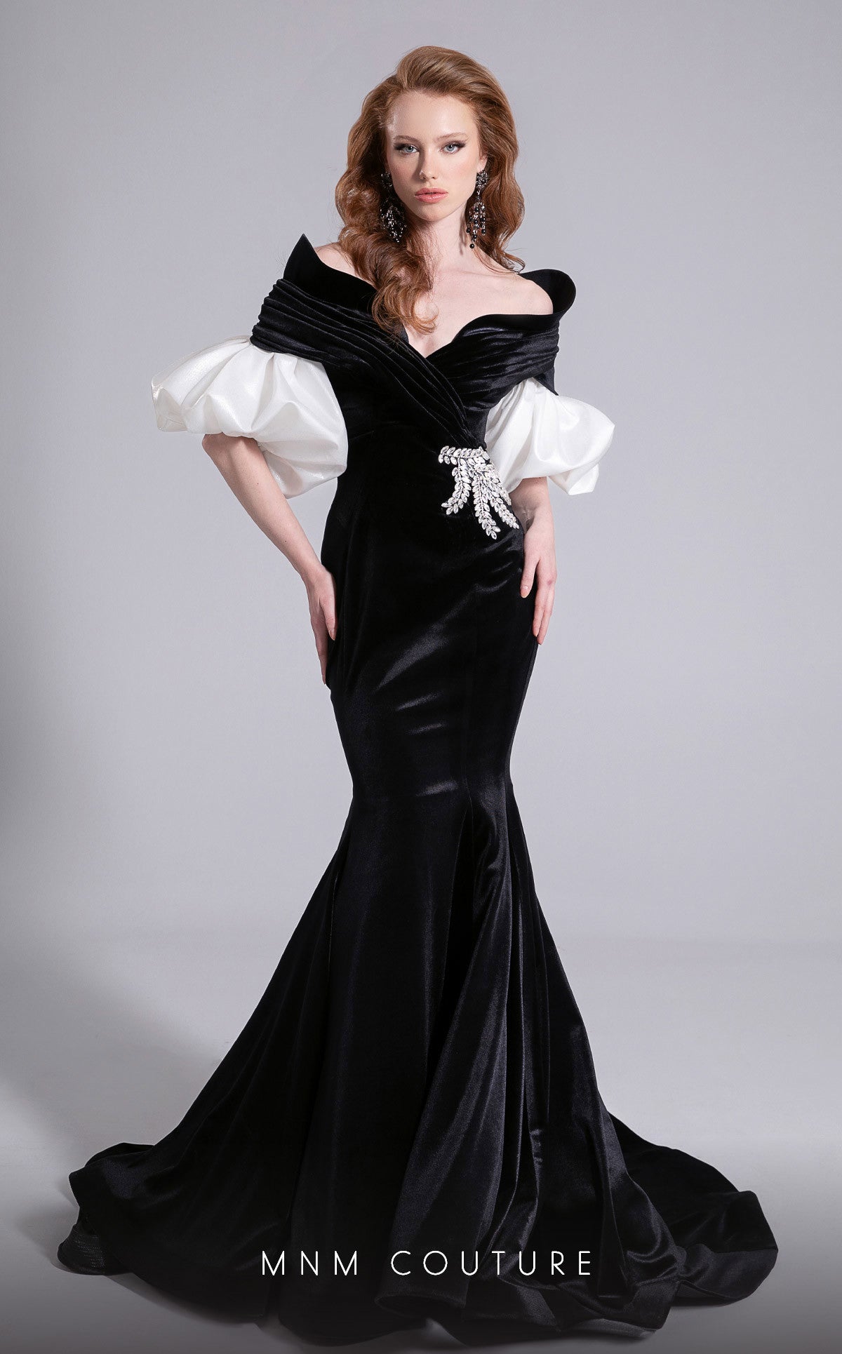 Formal Dresses Long Formal Prom Mermaid Evening Dress MNM Couture F02898 Black/White