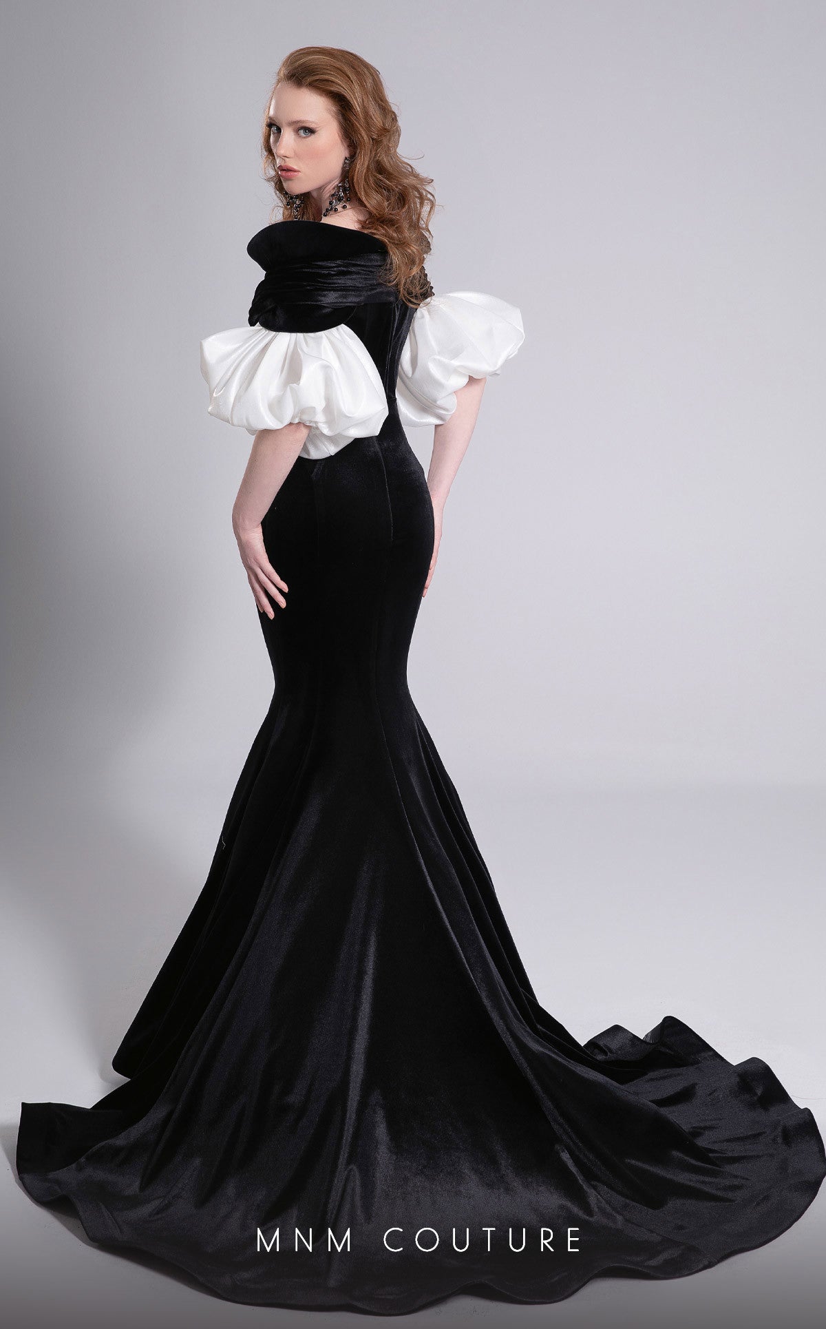 Formal Dresses Long Formal Prom Mermaid Evening Dress MNM Couture F02898 Black/White