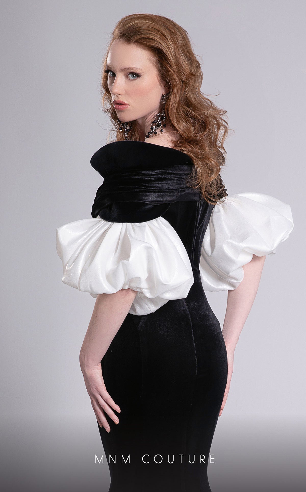 Formal Dresses Long Formal Prom Mermaid Evening Dress MNM Couture F02898 Black/White