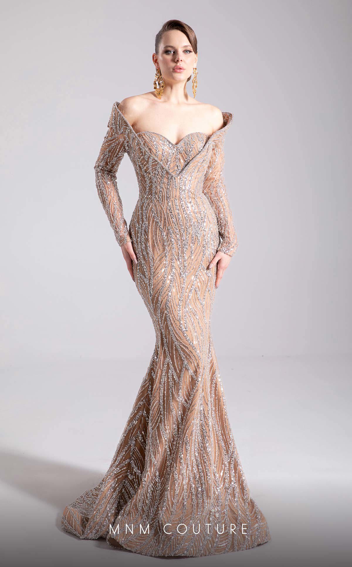 Formal Dresses Long Formal Prom Sequin Mermaid Dress MNM Couture F02900 Silver