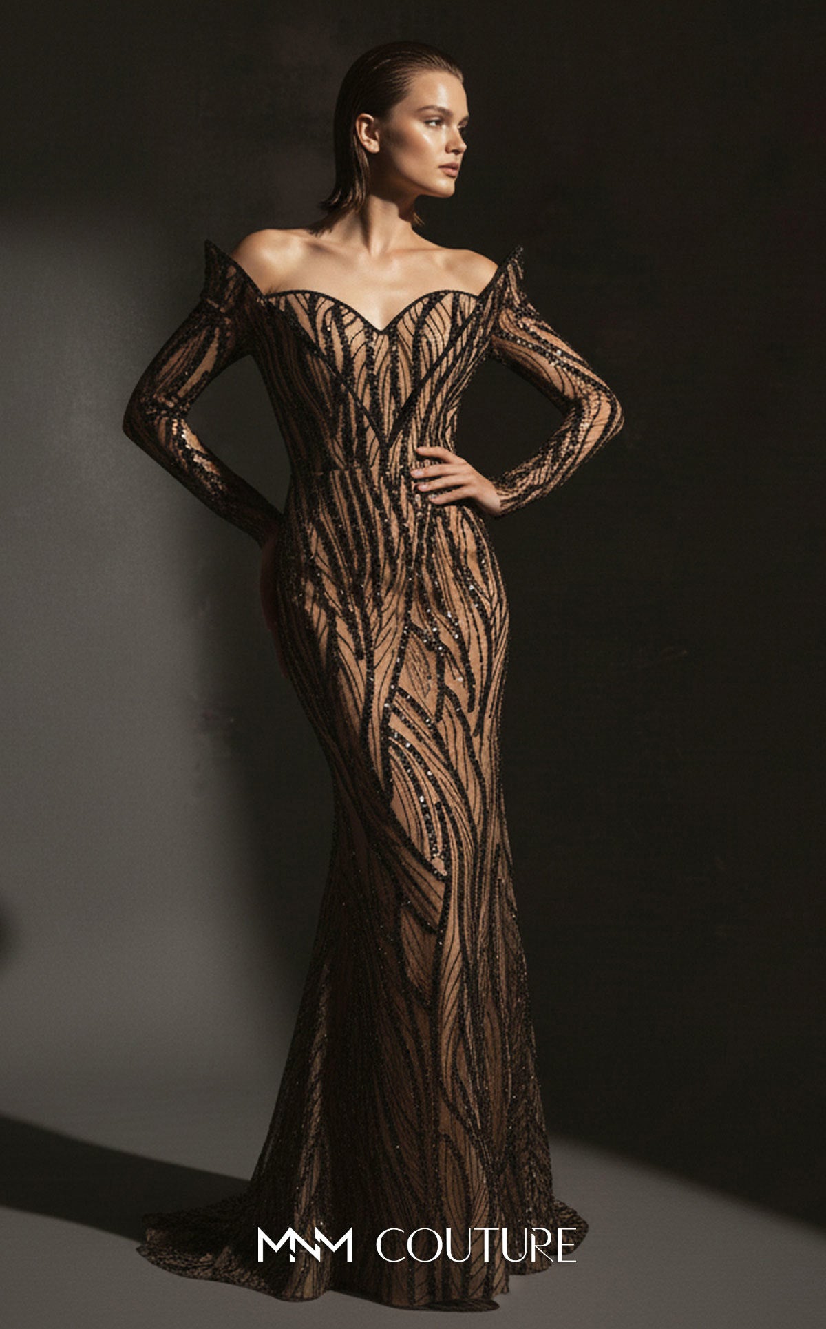 Formal Dresses Long Formal Prom Sequin Mermaid Dress MNM Couture F02900 Black